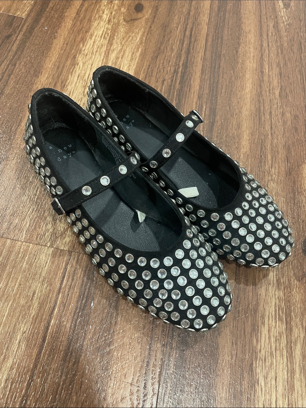 a new day Black Studded Mary Jane Flats